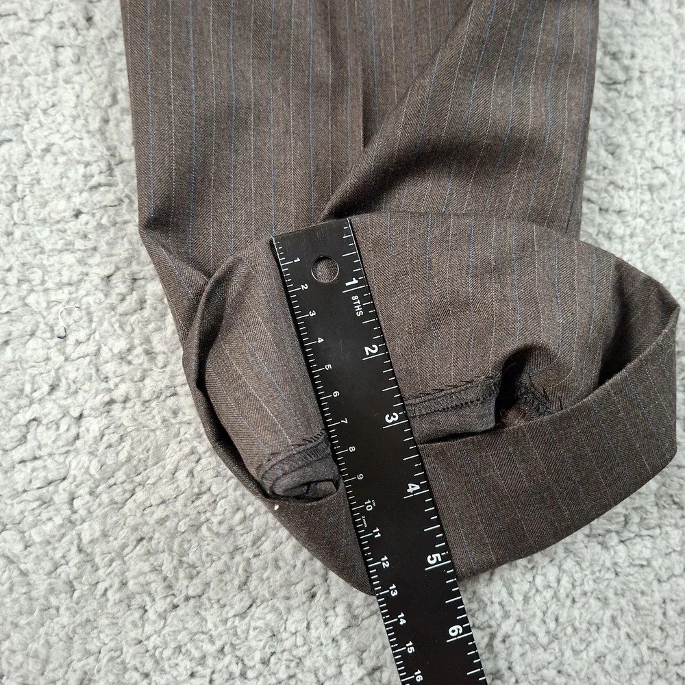 Hickey Freeman Mens 46R Suit 39x28 Brown Grey Blue Pinstripe 2pc Wool USA